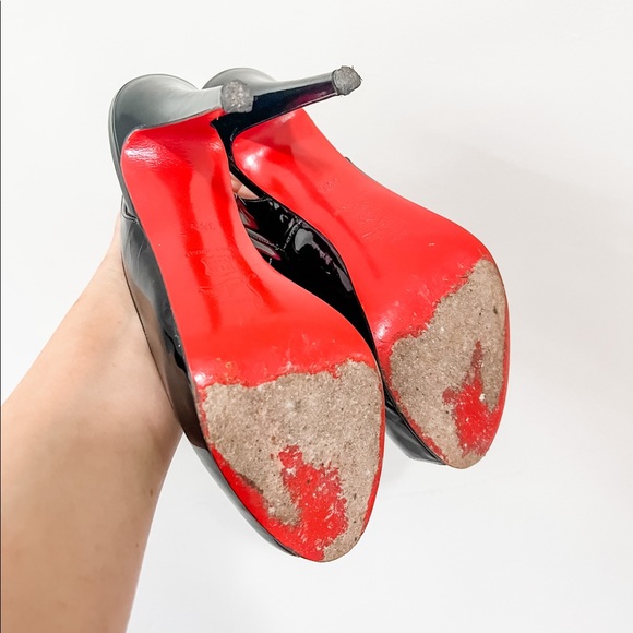 Christian Louboutin Platform Peeptoe Heels Black Patent Leather - Picture 3 of 7